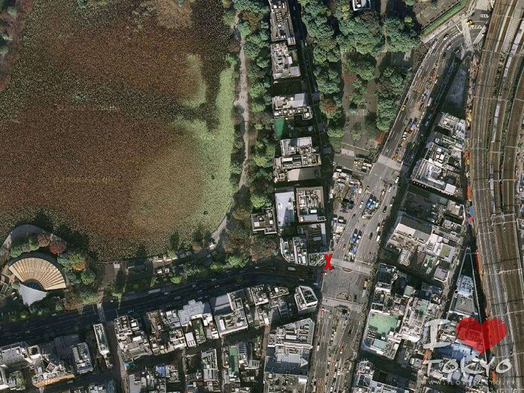 Vue aérienne du quartier de Ueno