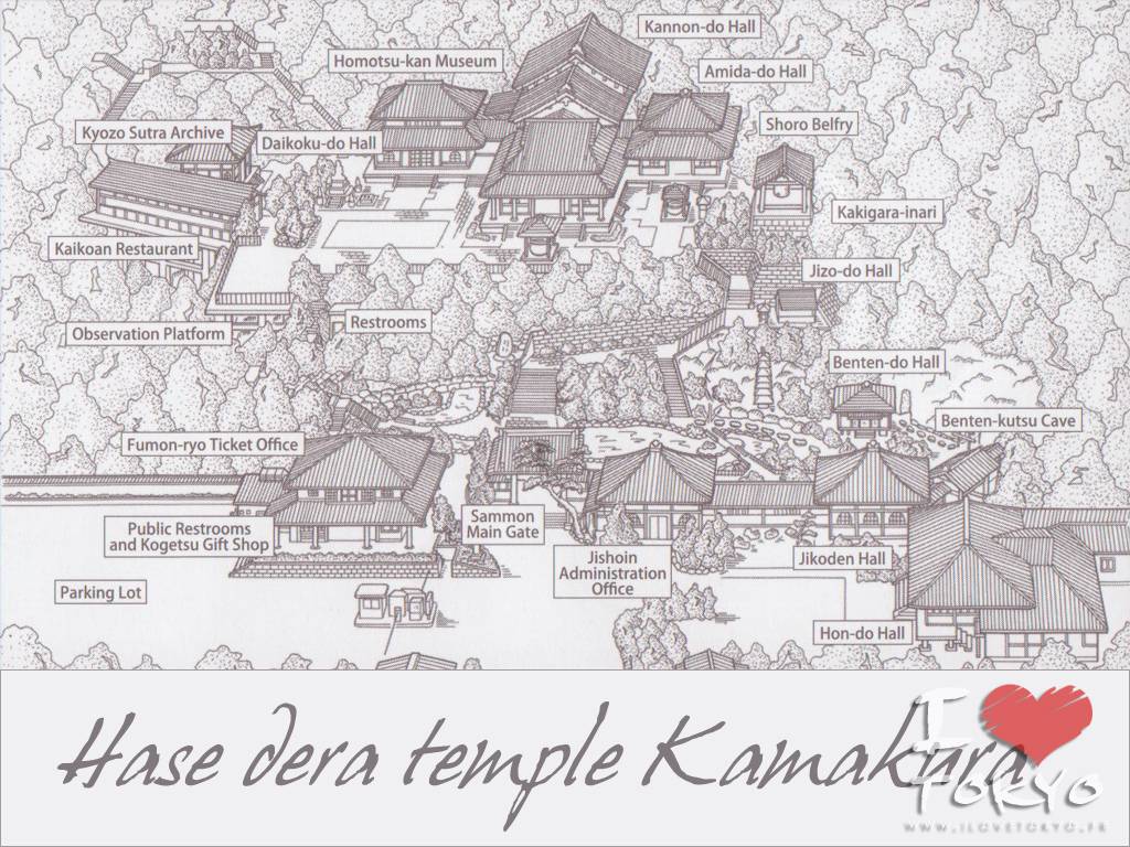 Carte du Temple Hase Dera à Kamakura